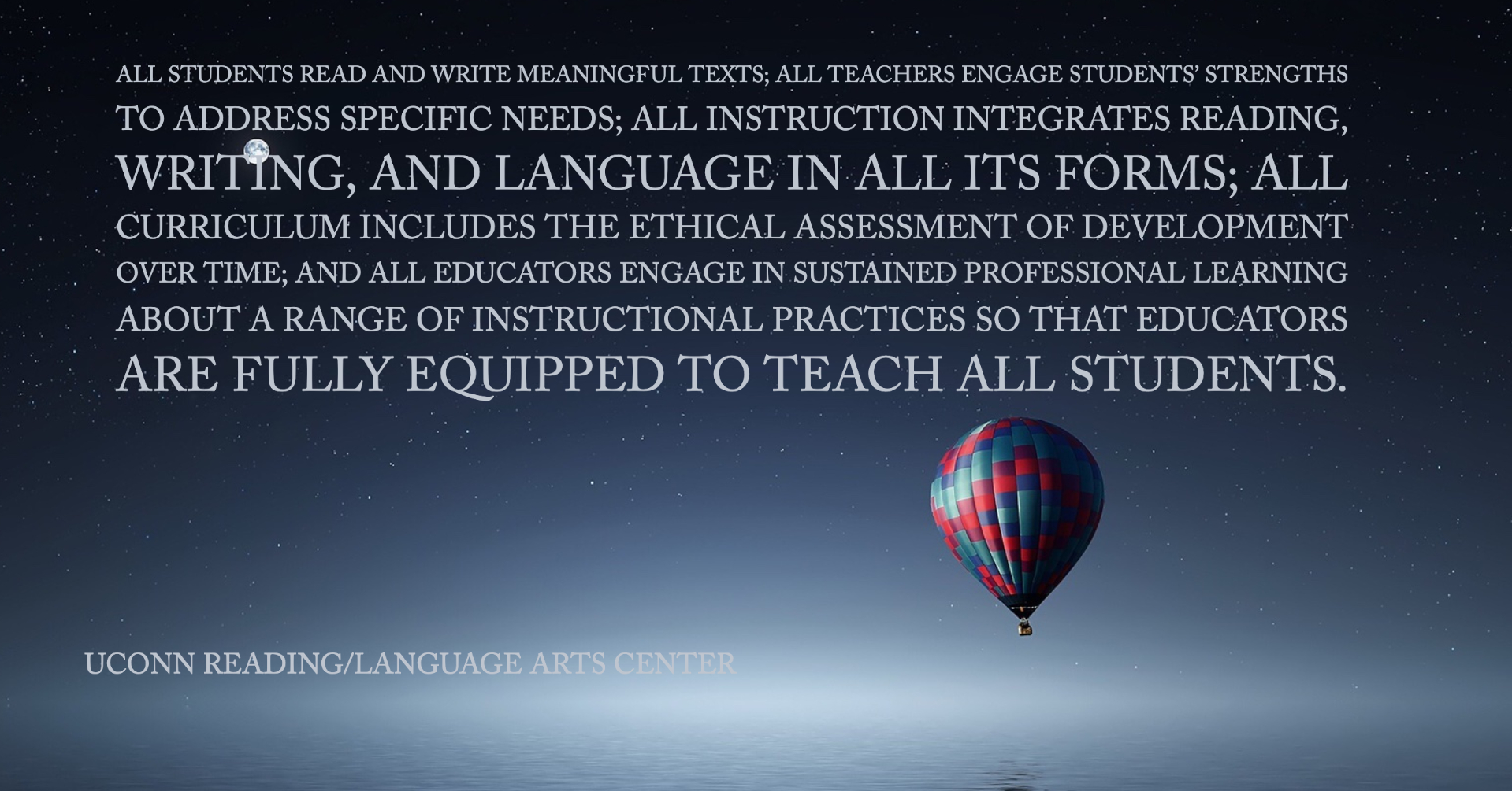 Image of Reading and Language Arts Mission, as stated on About Us page.